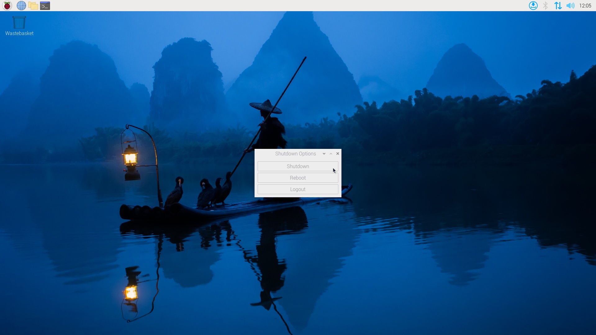 桌 面菜单询问您是否要关机、重新启动或注销