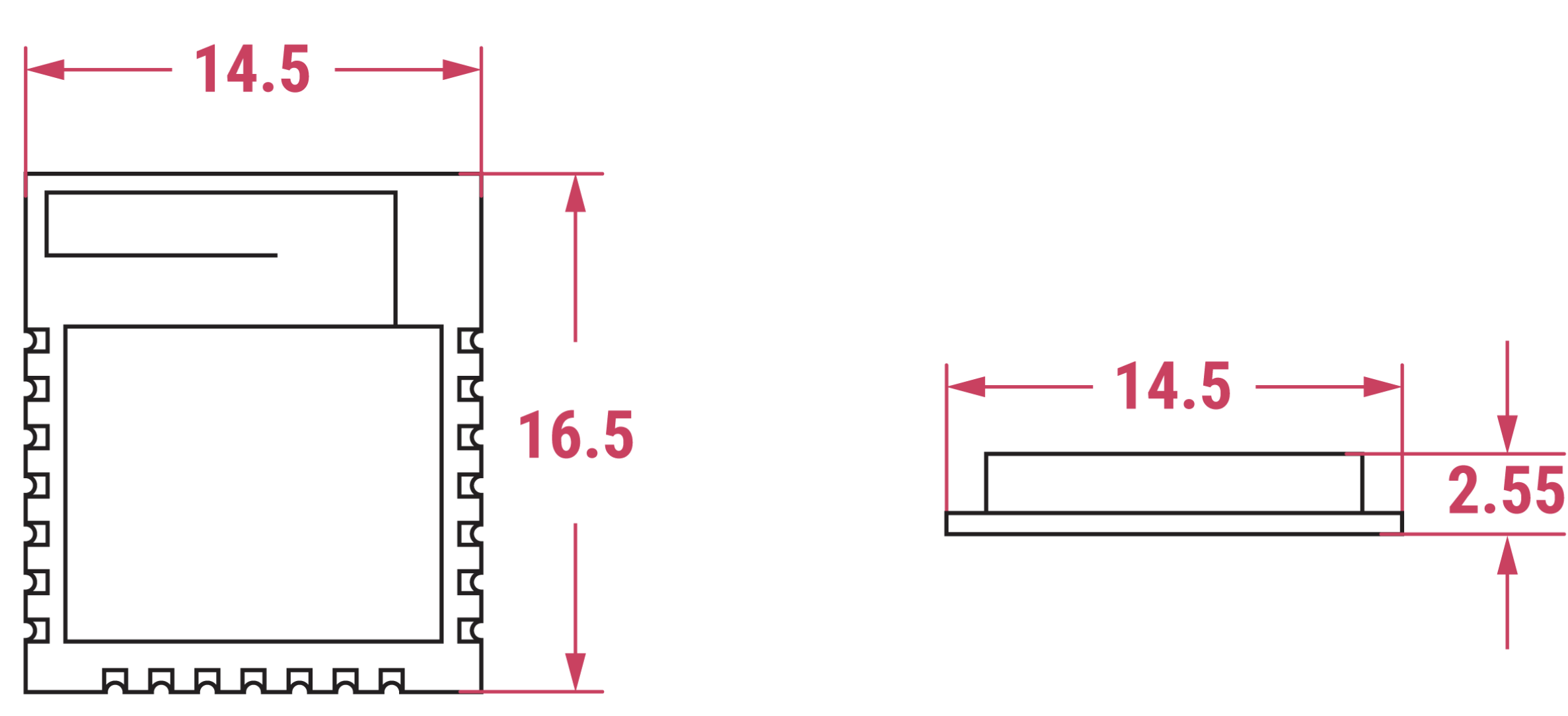 Raspberry Pi Radio Module 2 (RM2) 机械图